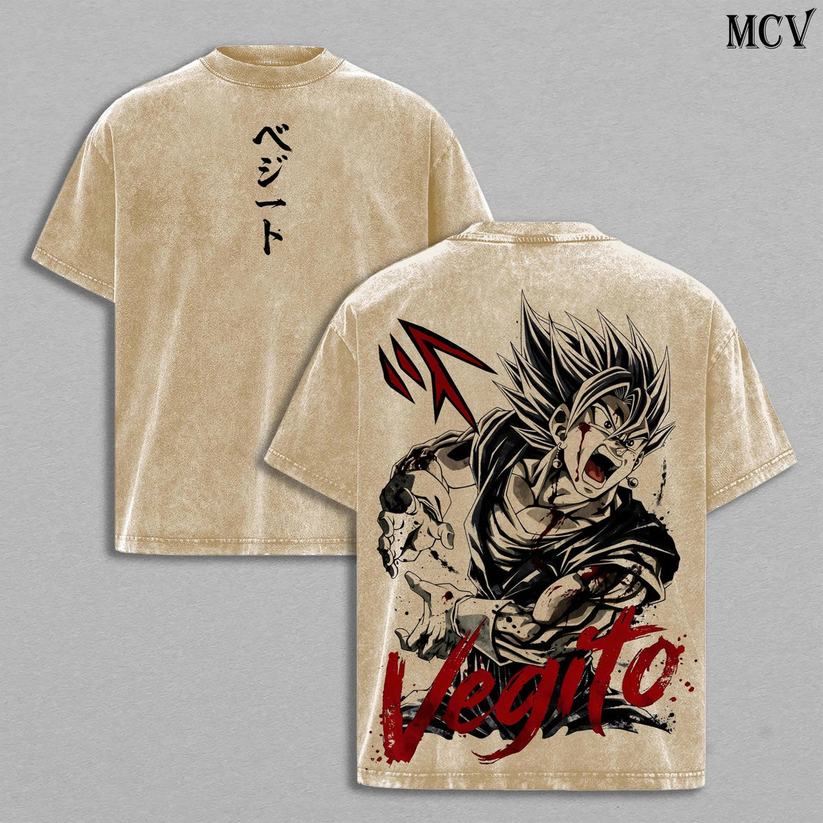 Vegito Dragon Ball Shirt, Super Saiyan Fusion Anime Tee, Potara Fusion Power Graphic Vintage Washed T-Shirt