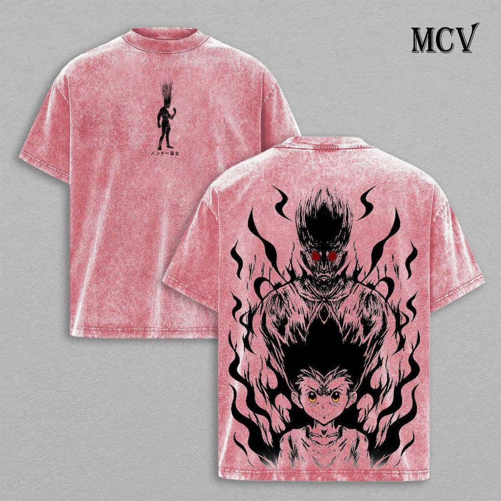 Hunter x Hunter Gon Shirt, Adult Gon Transformation Anime Tee, Nen Power Vintage Washed T-Shirt