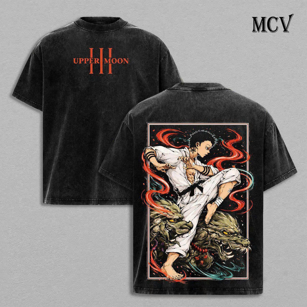 Akaza Demon Slayer Shirt, Upper Moon Three Anime Tee, Destructive Death Martial Art Graphic Vintage Washed T-Shirt