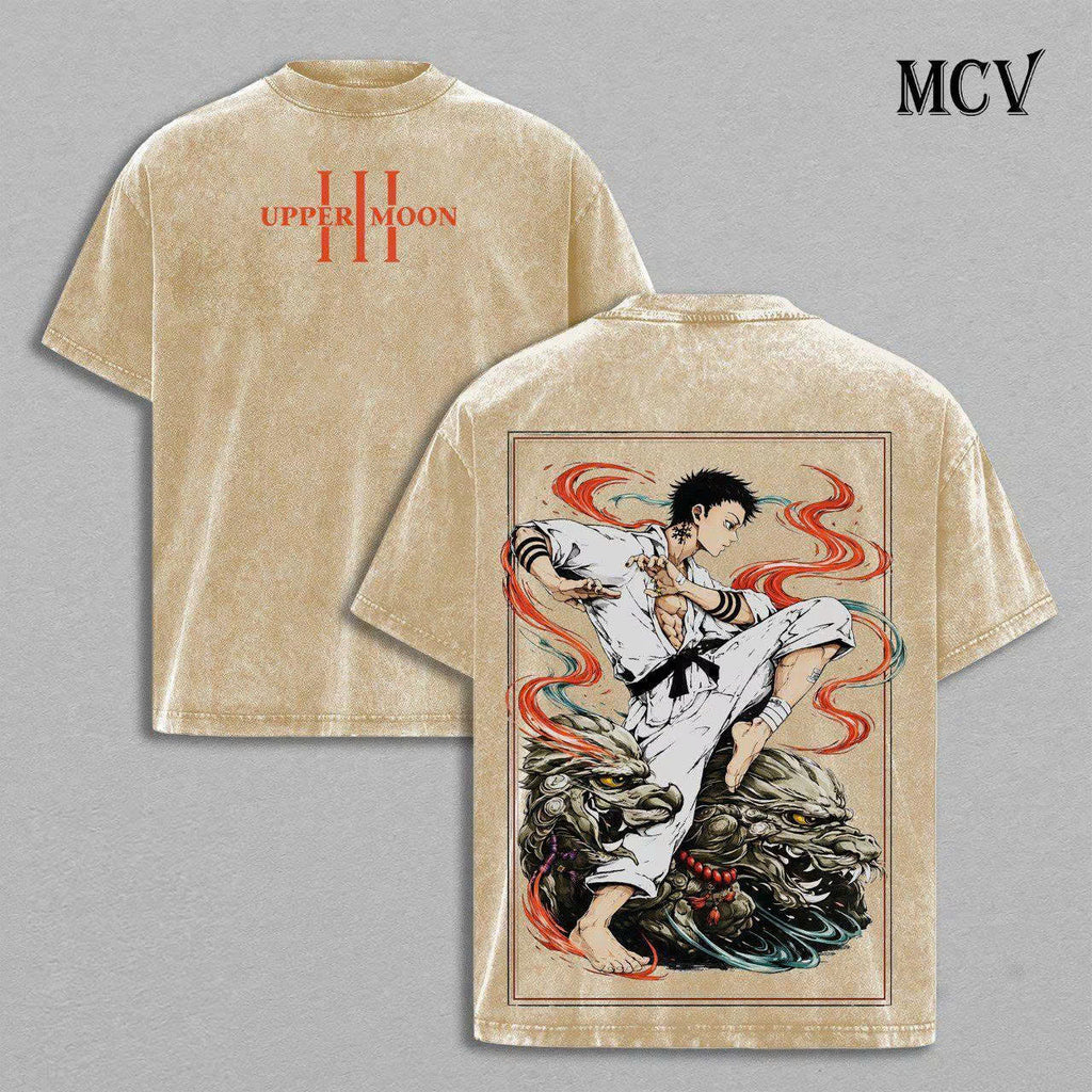 Akaza Demon Slayer Shirt, Upper Moon Three Anime Tee, Destructive Death Martial Art Graphic Vintage Washed T-Shirt