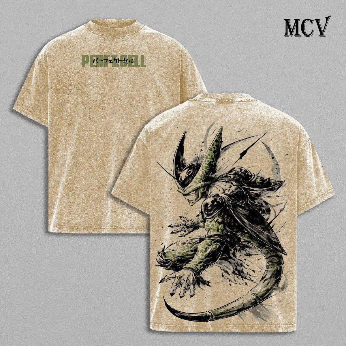 Cell Dragon Ball Z Anime T-Shirt, Bio-Villain Graphic Tee, Washed Streetwear Style
