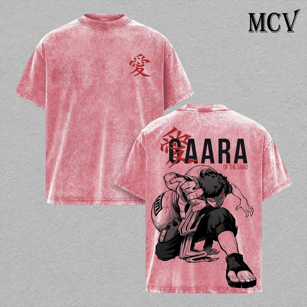 Gaara Kazekage Shirt, Naruto Sand Control Tee, Anime Desert Power Graphic T-Shirt Vintage Washed