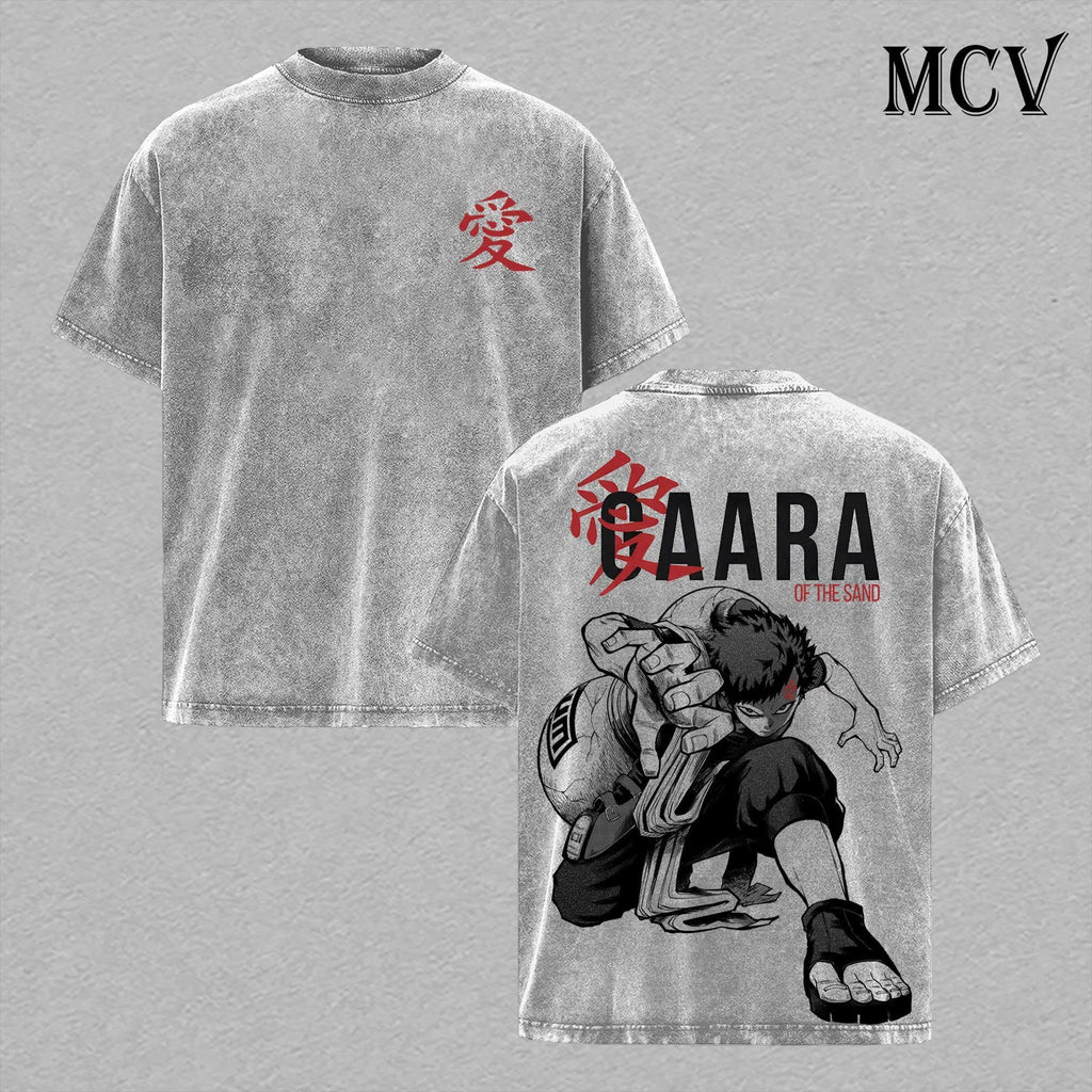 Gaara Kazekage Shirt, Naruto Sand Control Tee, Anime Desert Power Graphic T-Shirt Vintage Washed