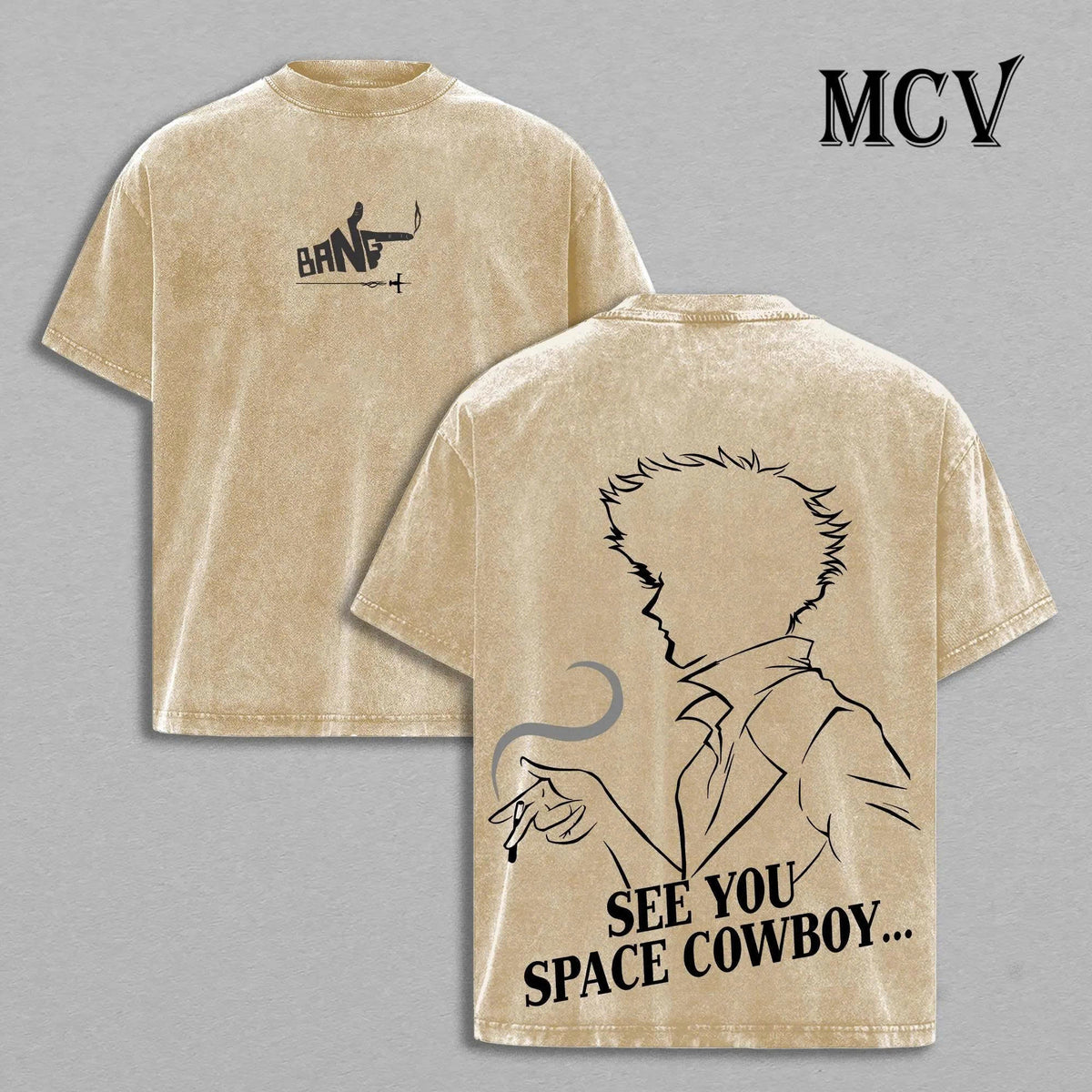 Bebop Crew Shirt, Space Western Anime Tee, Jazz Noir Vintage Washed Streetwear Tee