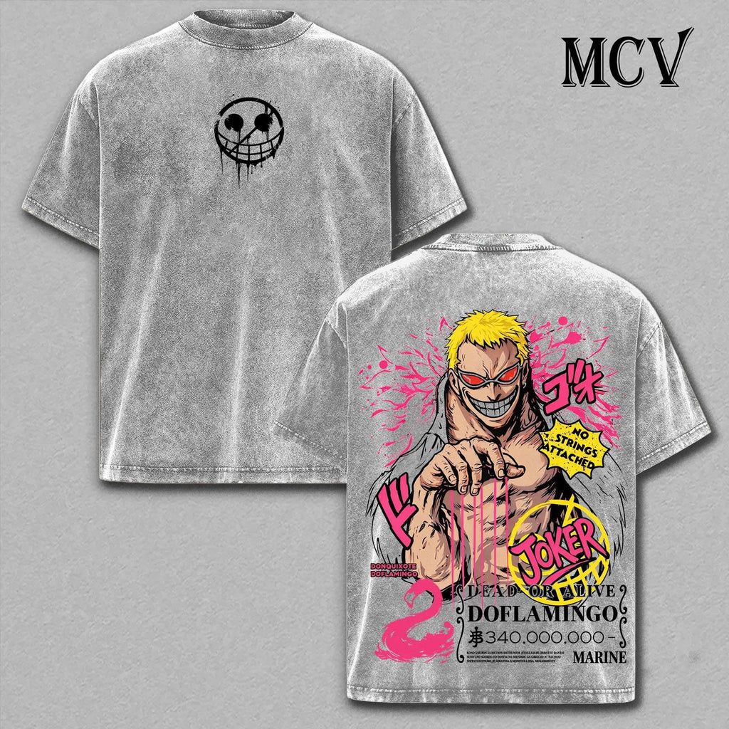 Doflamingo One Piece Shirt, Donquixote Doflamingo Anime Tee, Heavenly Demon Graphic T-Shirt Vintage Washed