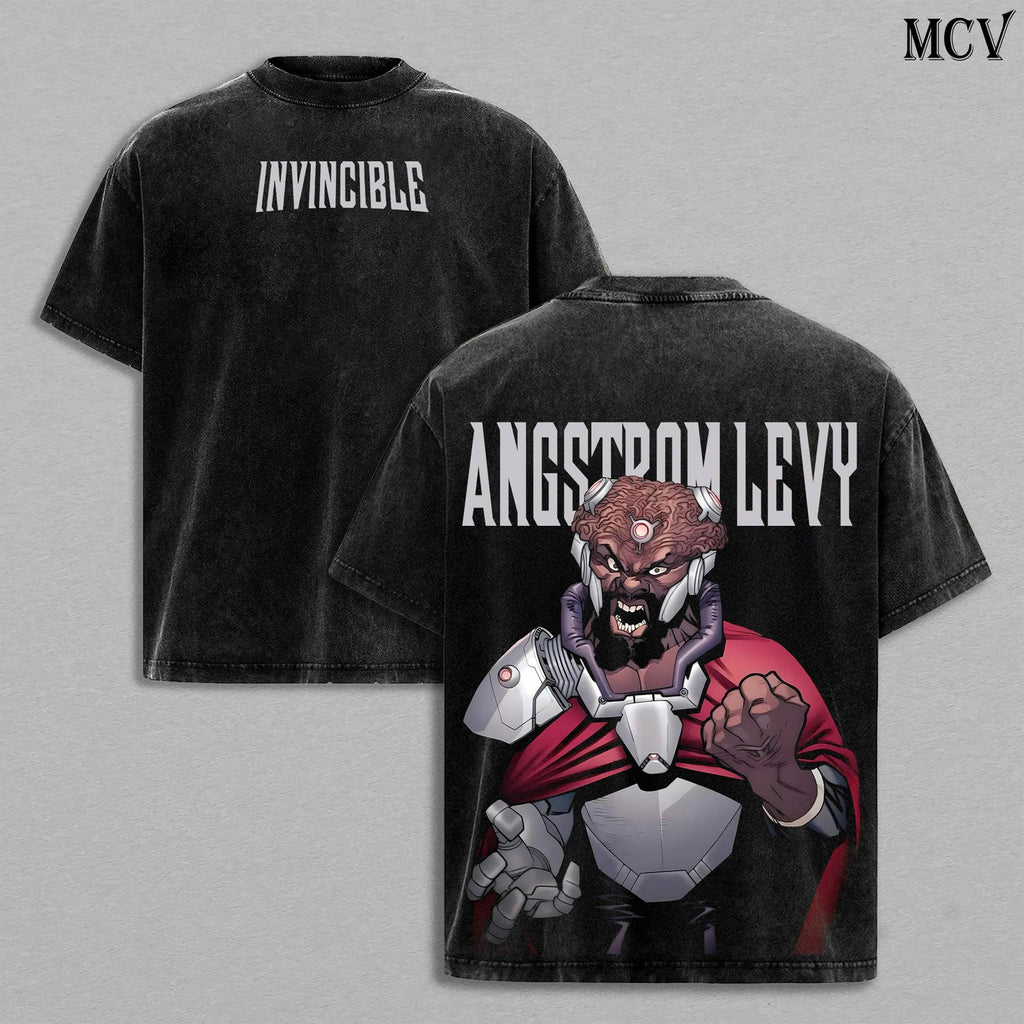 Angstrom Levy Invincible Anime Double Printed Vintage Washed Tee